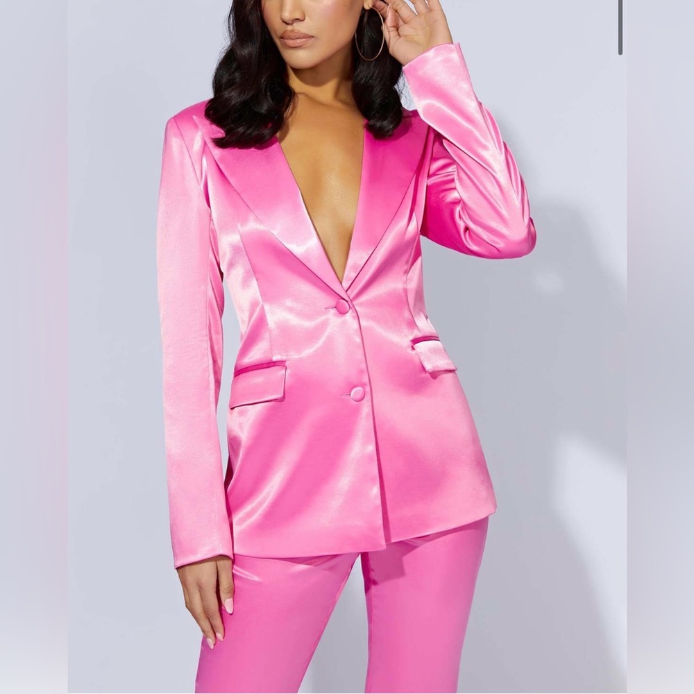 Maeva Satin Blazer - Bubble Gum Pink